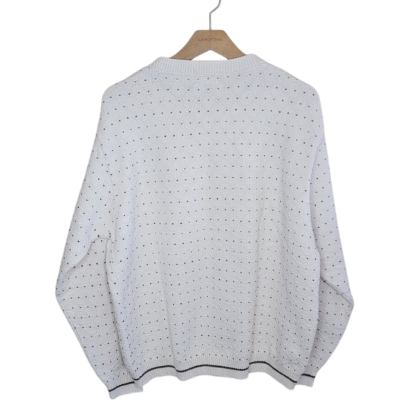 Haggar | Cream Dot Pattern Grandpa Dad Golf Sweater with Crest Logo Size Large - Picture 5 of 5